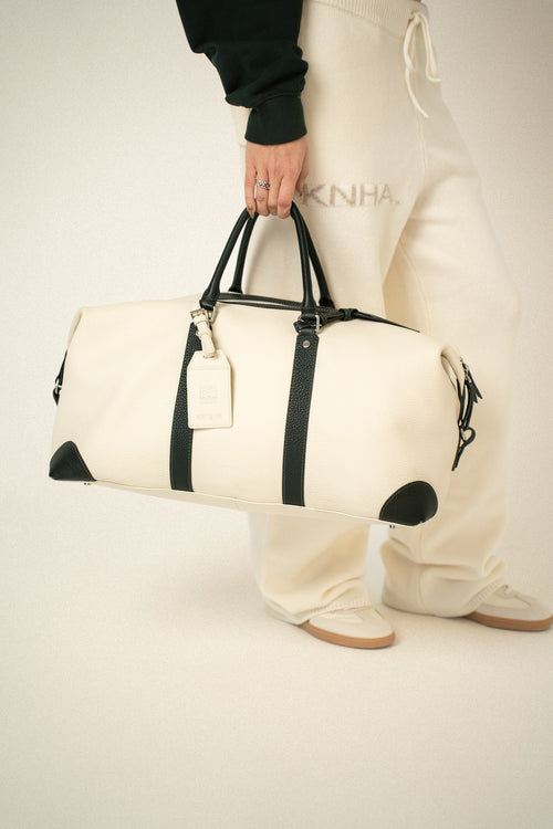 KANEHA 2026 campaign - leather duffle bag White Green 01