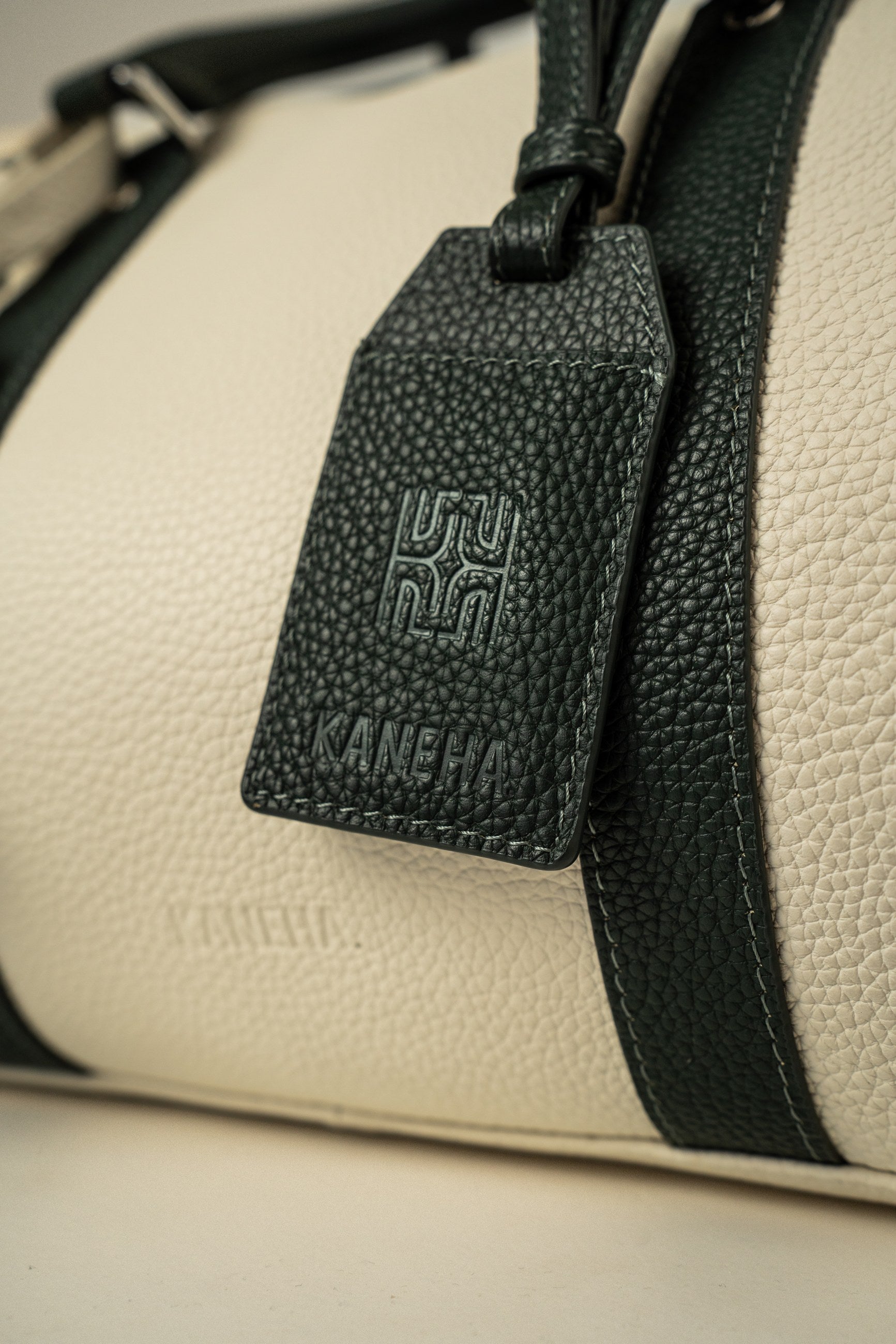 KANEHA 2026 campaign - leather duffle bag White Green 06