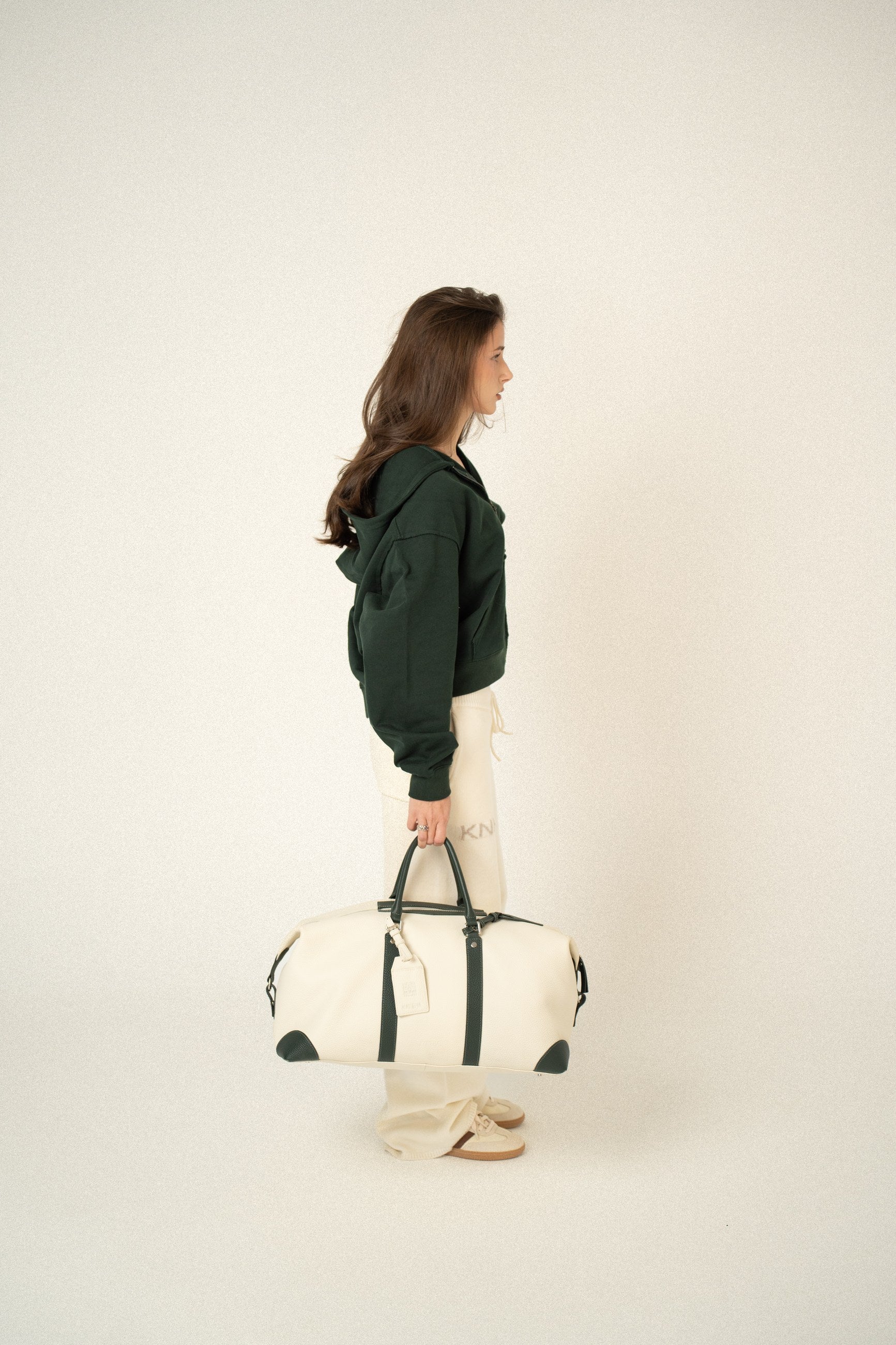 KANEHA 2026 campaign - leather duffle bag White Green 13