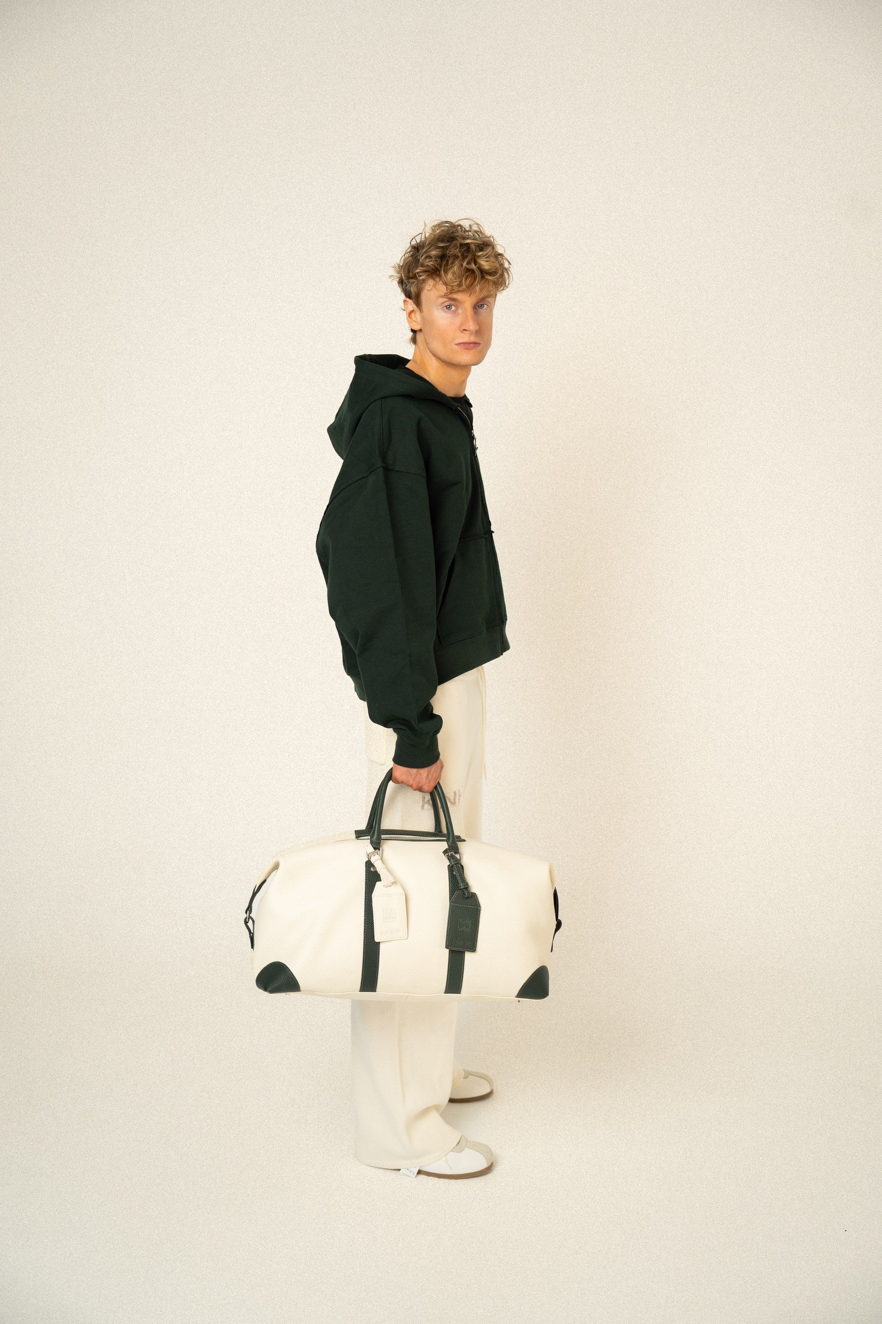 KANEHA 2026 campaign - leather duffle bag White Green 14